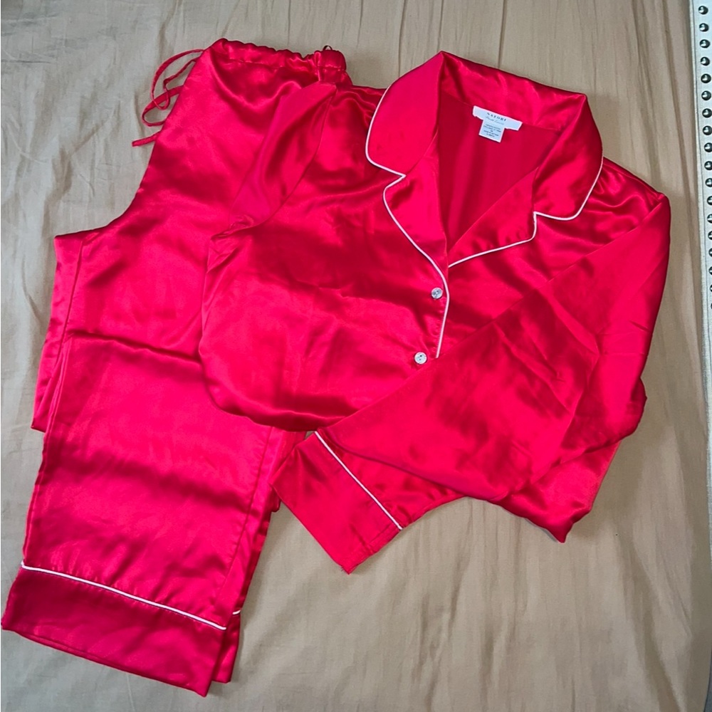 Red Silk Pajama Set